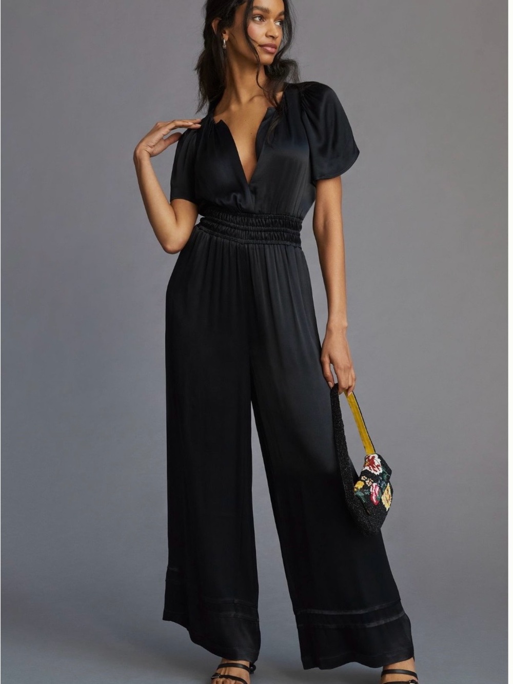 Title:
Anthropologie Somerset Jumpsuit Black Satin Size Large L Worn Once